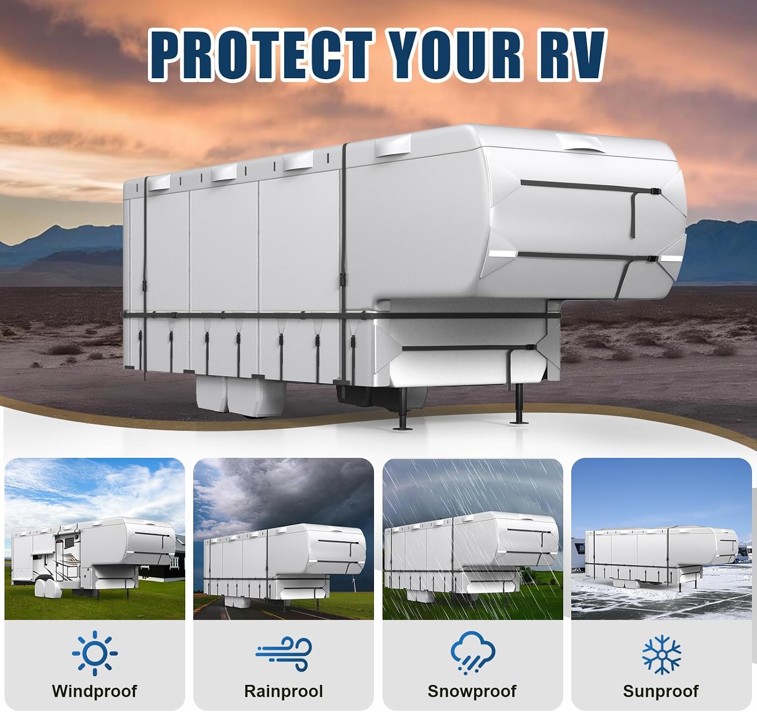 MOFEEZ 5th Wheel RV Cover 29-33ft, 420D Oxford Fabric Fifth Wheel Cover - image 3