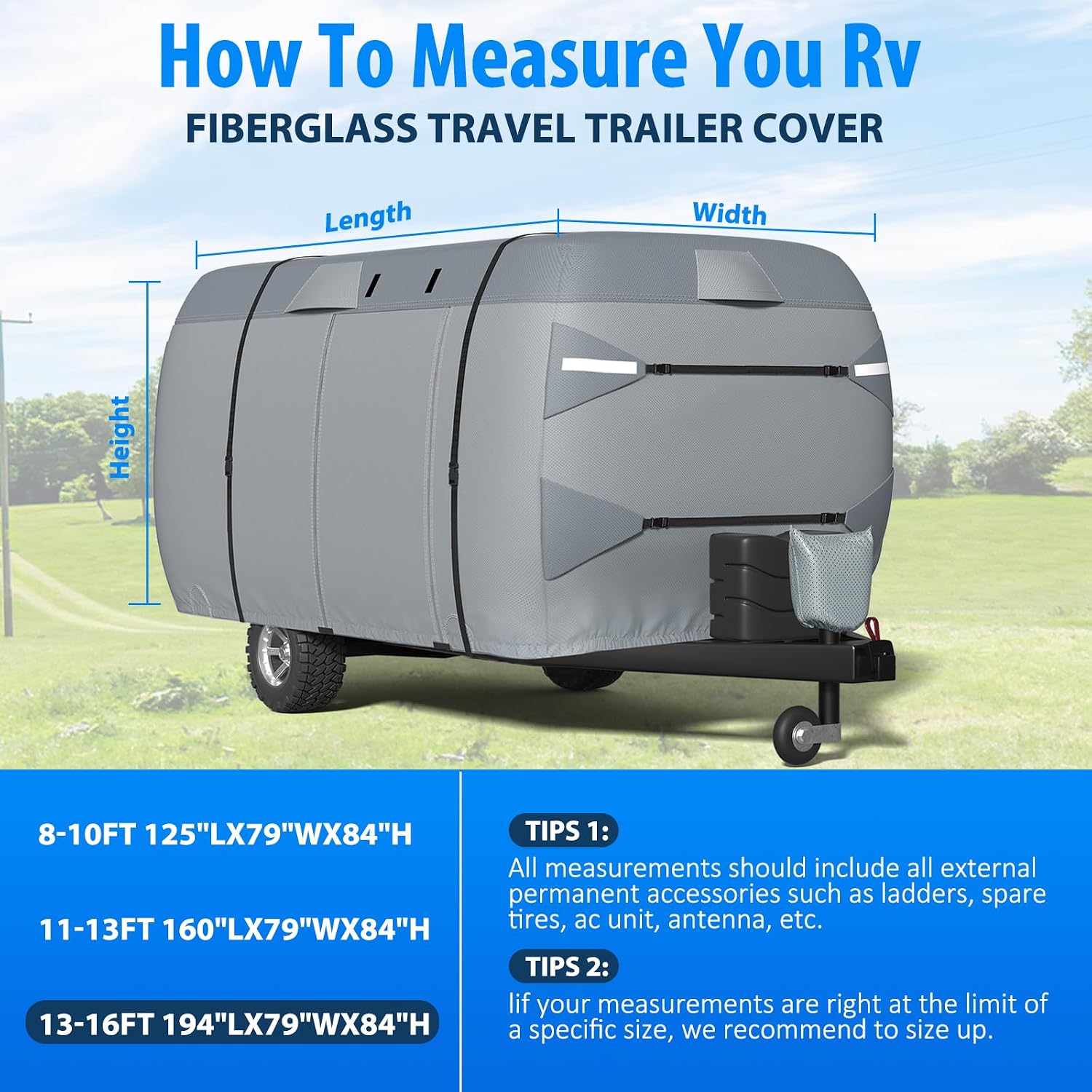 MOFEEZ Fiberglass Travel Trailer Cover, 9-Layer Waterproof 13-16ft RV Cover - image 7