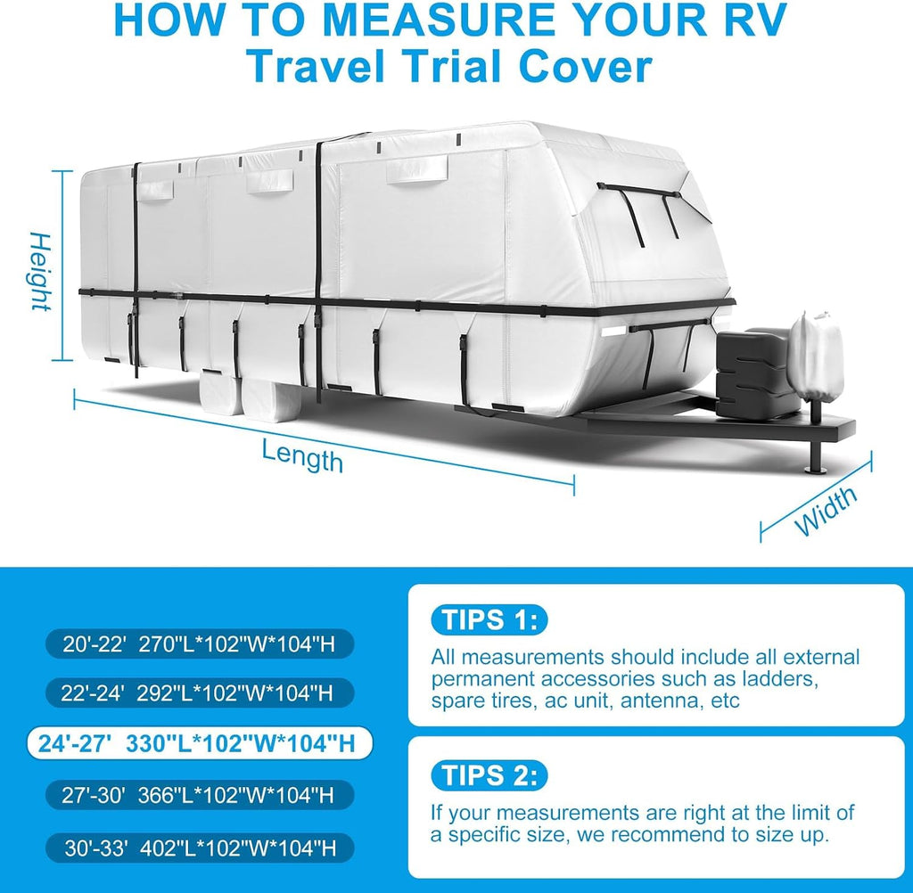 Mofeez Travel Trailer RV Cover 420D Oxford 24'-27' Camper Cover RV Covers - image 7