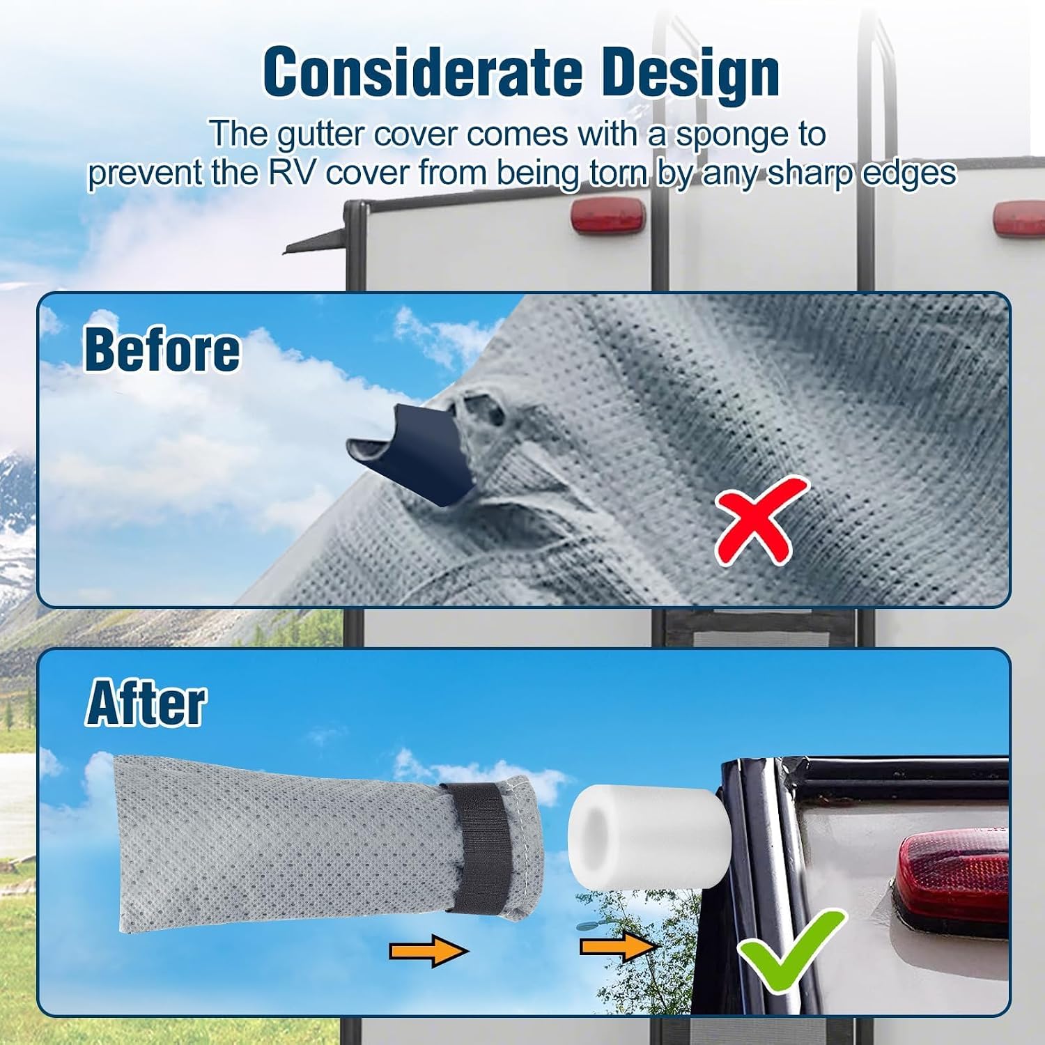 Mofeez RV Cover, 18-20ft Travel Trailer Cover, Heavy Duty 7 Layer Top Anti-UV Windproof Waterproof Camper Toy Hauler Cover with Tire Cover, Gutter Cover, Jack Cover - image 6