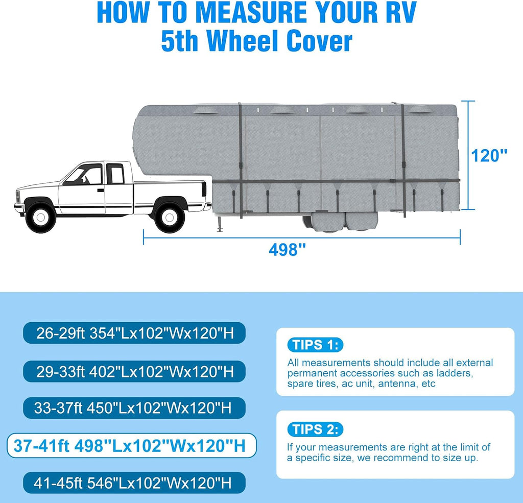MOFEEZ 5th Wheel RV Cover 37-41ft, 9 Layers Top Fifth Wheel Camper Cover - image 8