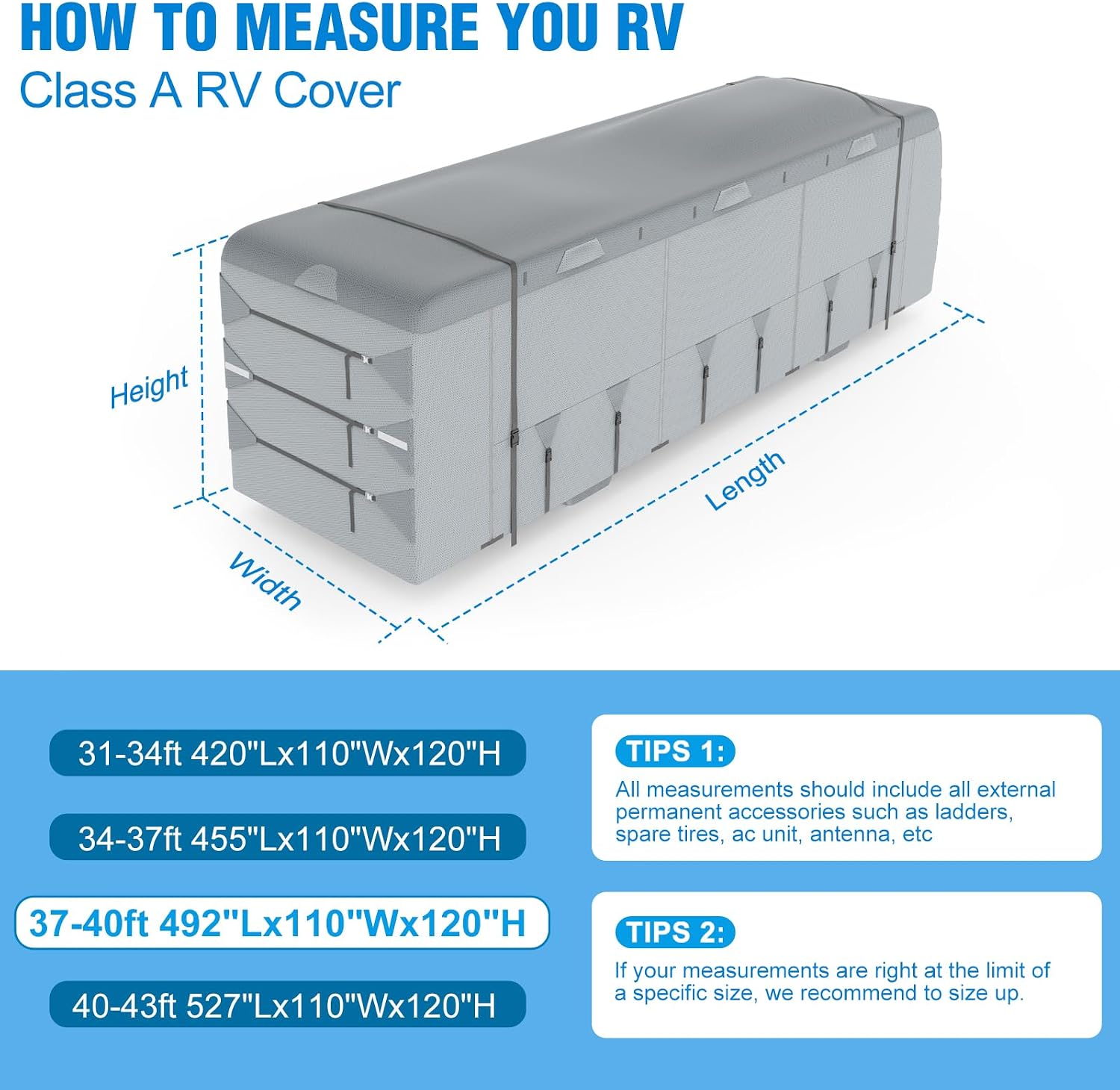 MOFEEZ Class A RV Cover 37-40ft, 9 Layers Top Waterproof Motorhome Cover - image 7