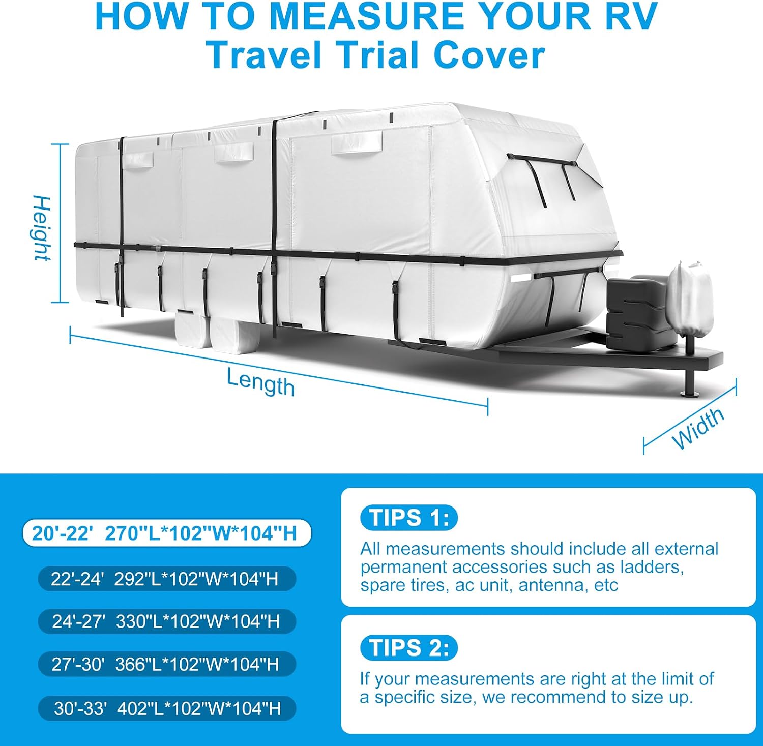 Mofeez Travel Trailer RV Cover 420D Oxford 20'-22' Camper Cover RV Covers - image 7