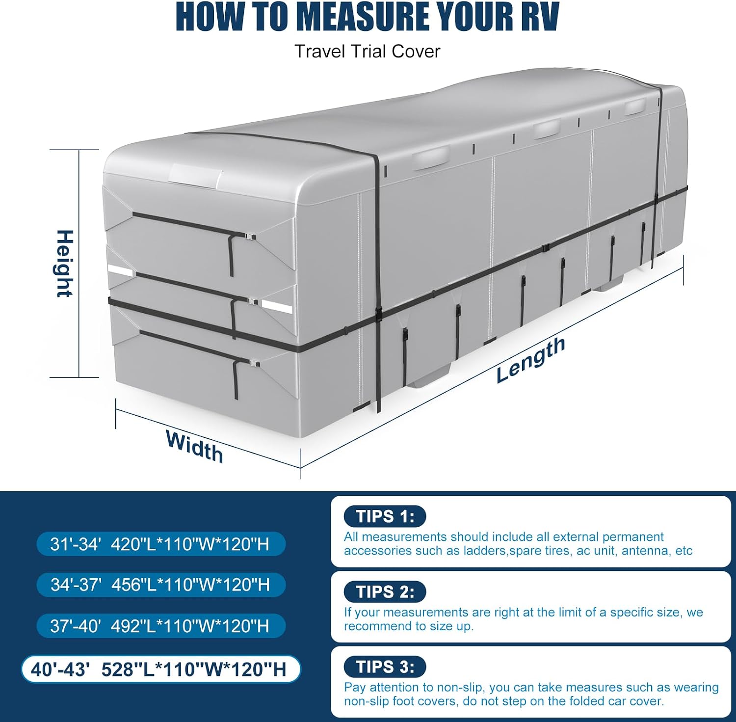 MOFEEZ Class A RV Cover 40-43ft, 420D Oxford Fabric Class A Motorhome Cover - image 8