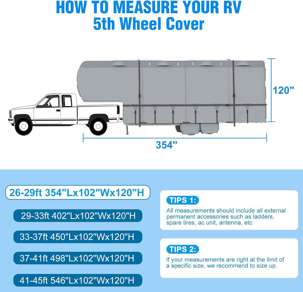 MOFEEZ 5th Wheel RV Cover 26-29ft, 9 Layers Top Fifth Wheel Camper Cover - image 8