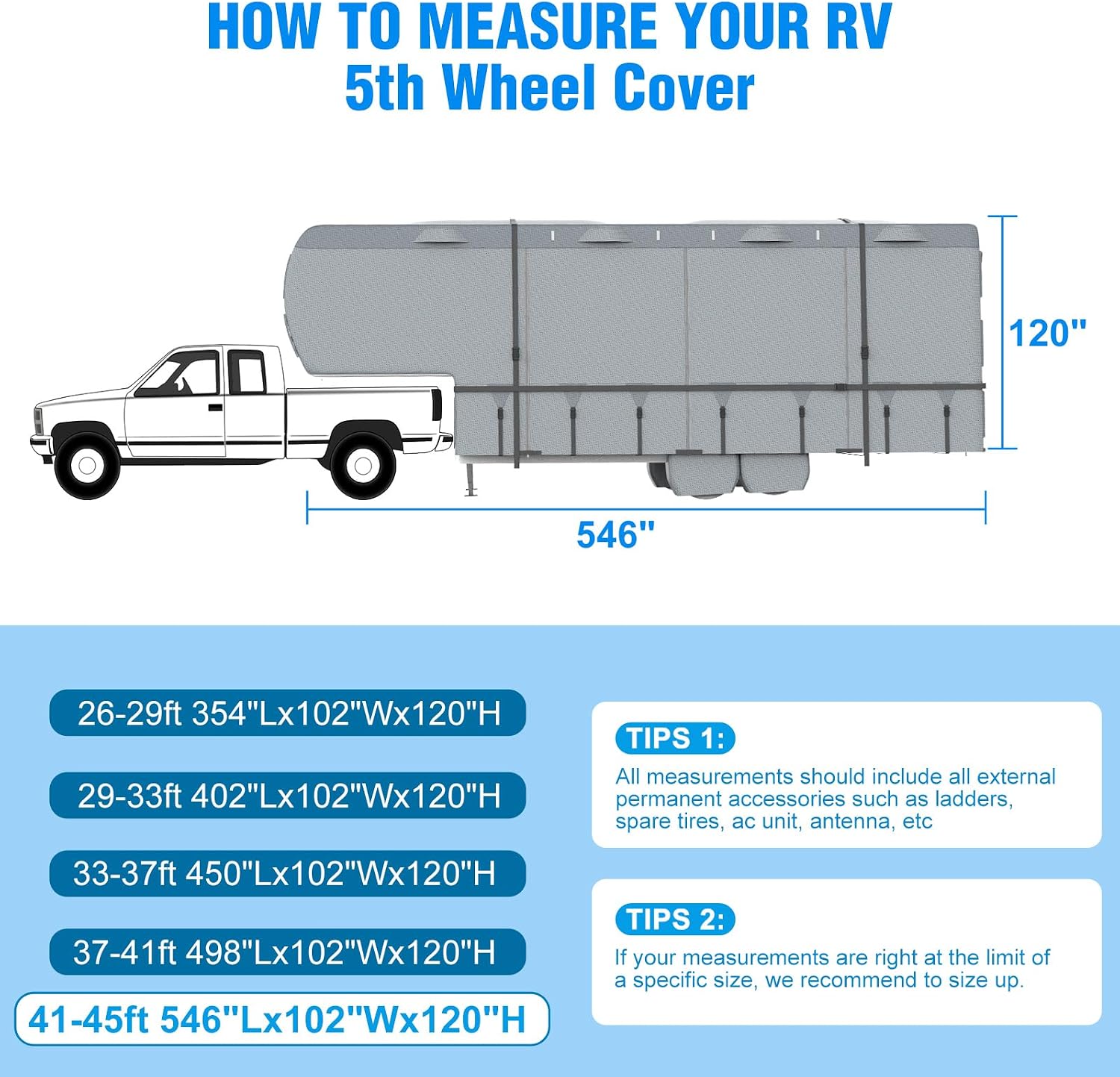 MOFEEZ 5th Wheel RV Cover 41-45ft, 9 Layers Top Fifth Wheel Camper Cover - image 8