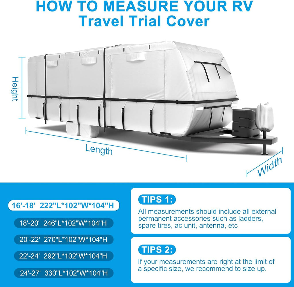 Mofeez Travel Trailer RV Cover 420D Oxford 16'-18' Camper Cover RV Covers - image 7