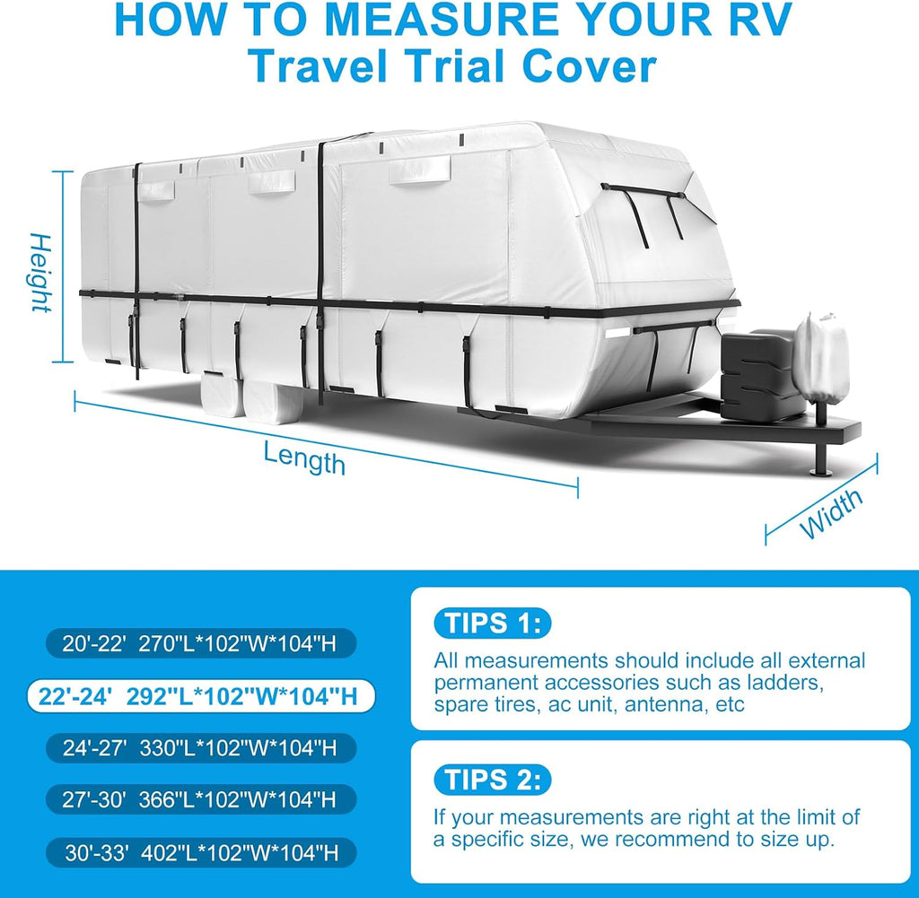 Mofeez Travel Trailer RV Cover 420D Oxford 22'-24' Camper Cover RV Covers - image 7