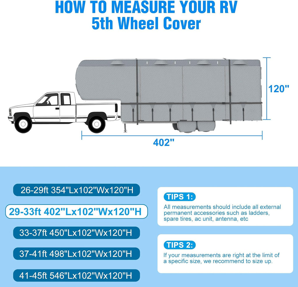 MOFEEZ 5th Wheel RV Cover 29-33ft, 9 Layers Top Fifth Wheel Camper Cover - image 8