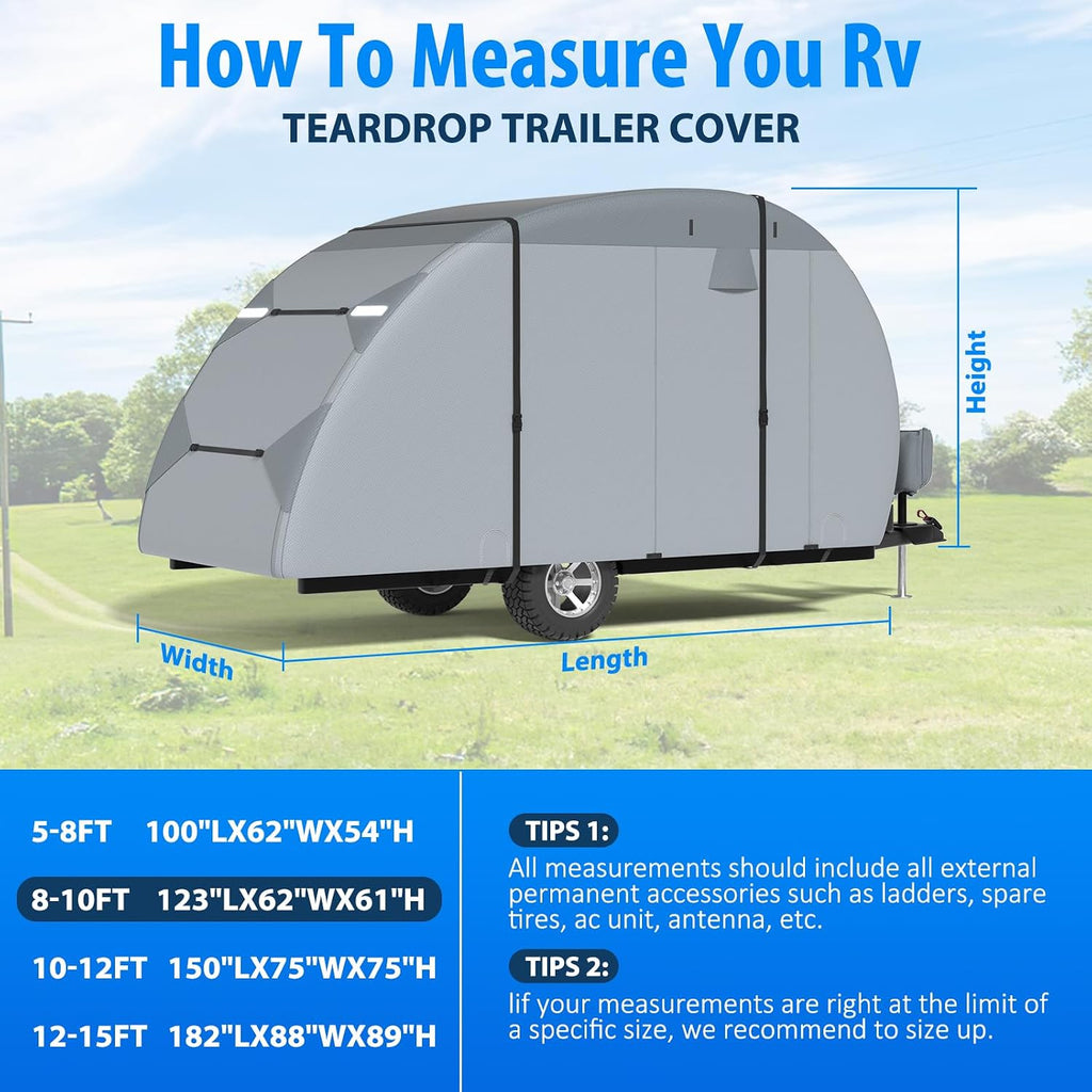 MOFEEZ Teardrop Camper Cover, 8-10ft RV Cover for Rpod with Jack Cover - image 8