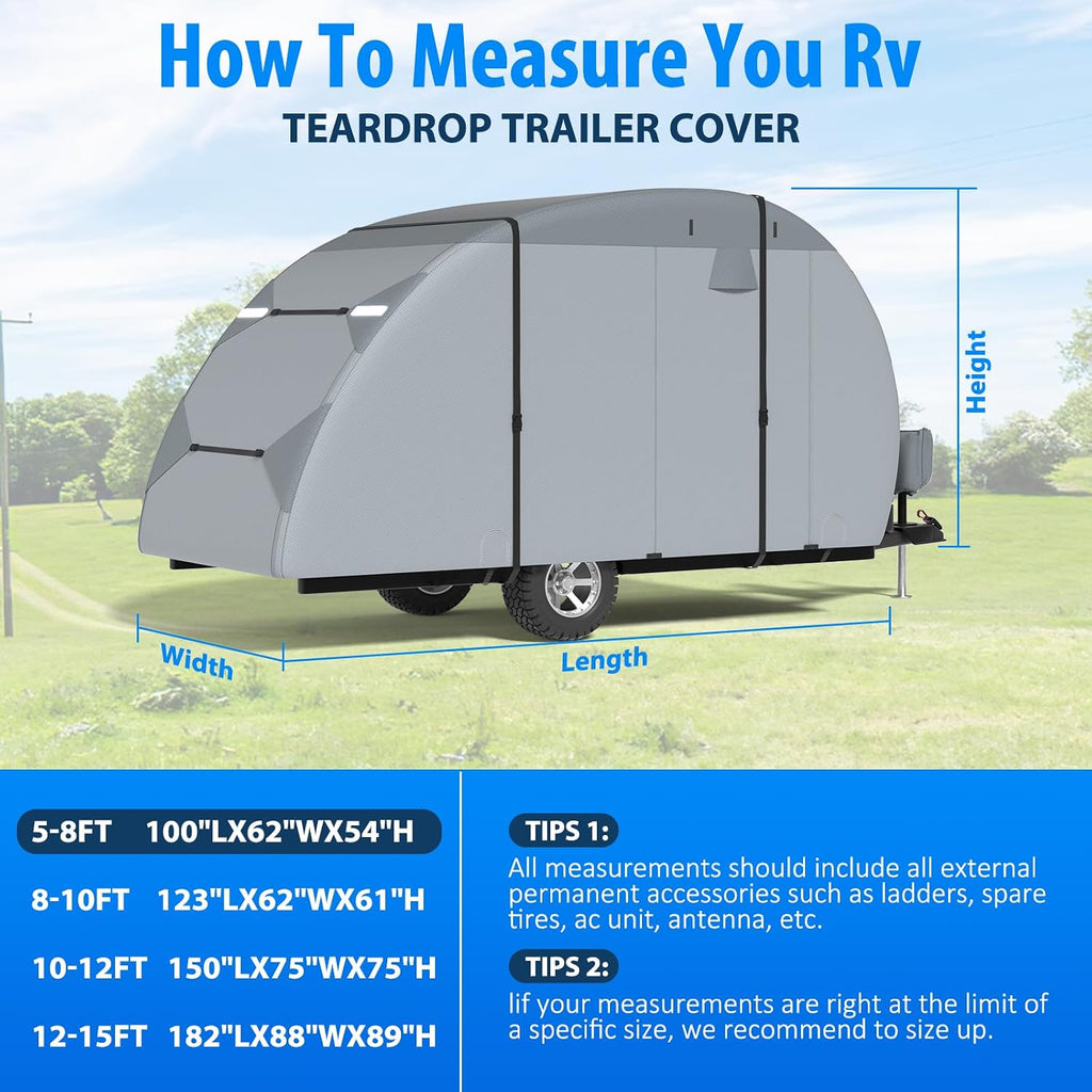 MOFEEZ Teardrop Camper Cover, 5-8ft RV Cover for Rpod with Jack Cover - image 8