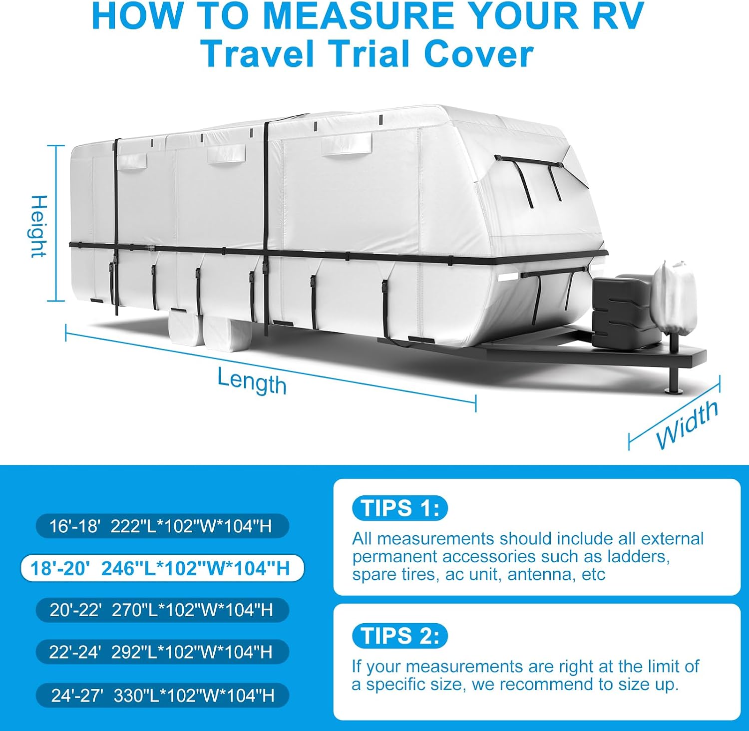 Mofeez Travel Trailer RV Cover 420D Oxford 18'-20' Camper Cover RV Covers - image 7