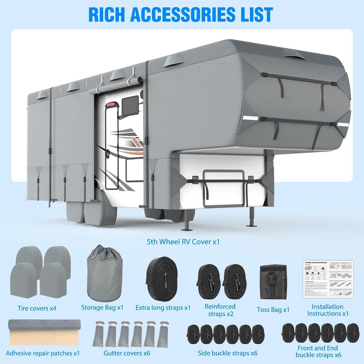 MOFEEZ 5th Wheel RV Cover 26-29ft, 9 Layers Top Fifth Wheel Camper Cover - image 7
