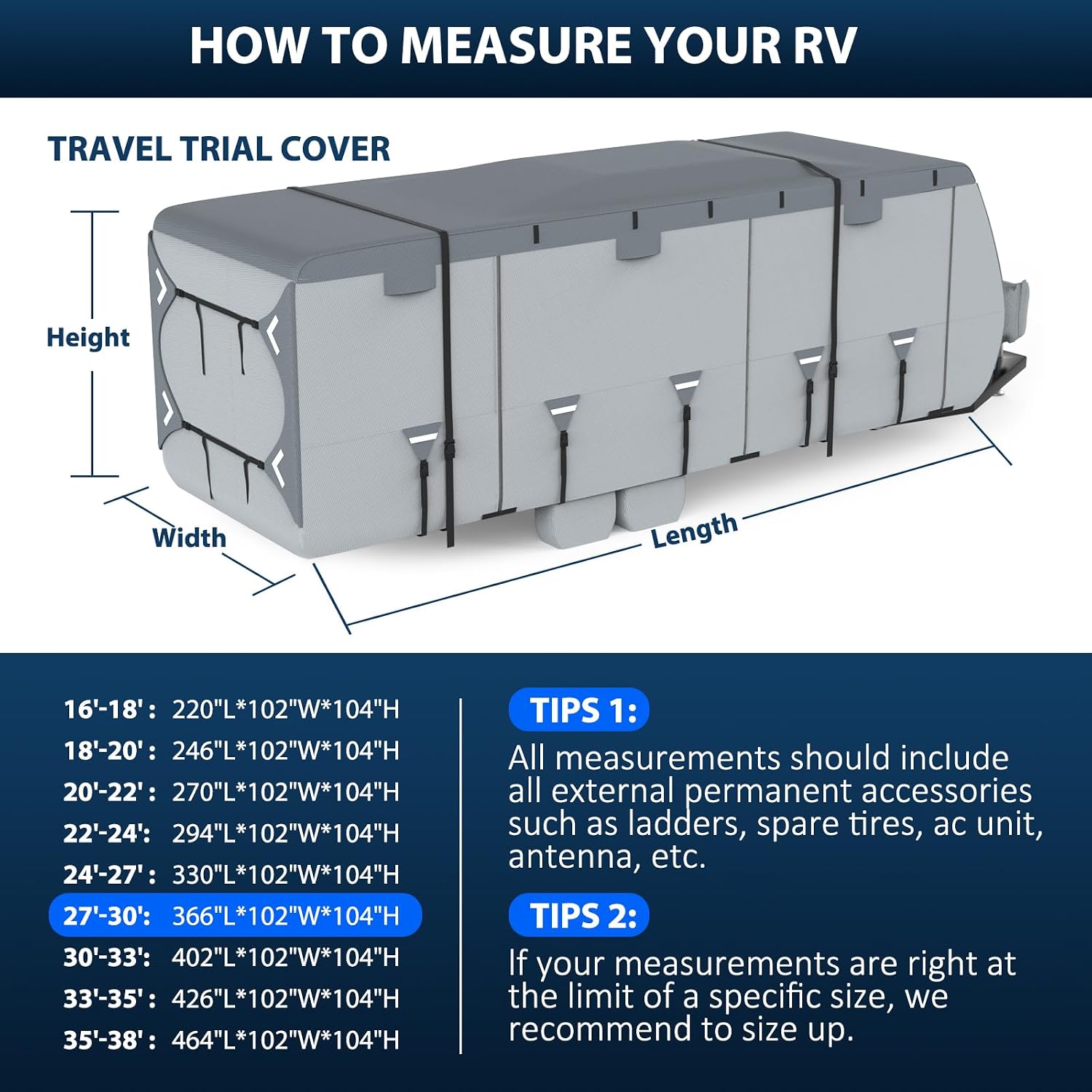 Mofeez Travel Trailer RV Cover 7 Layers for 27'-30' Camper Cover RV Covers - image 9
