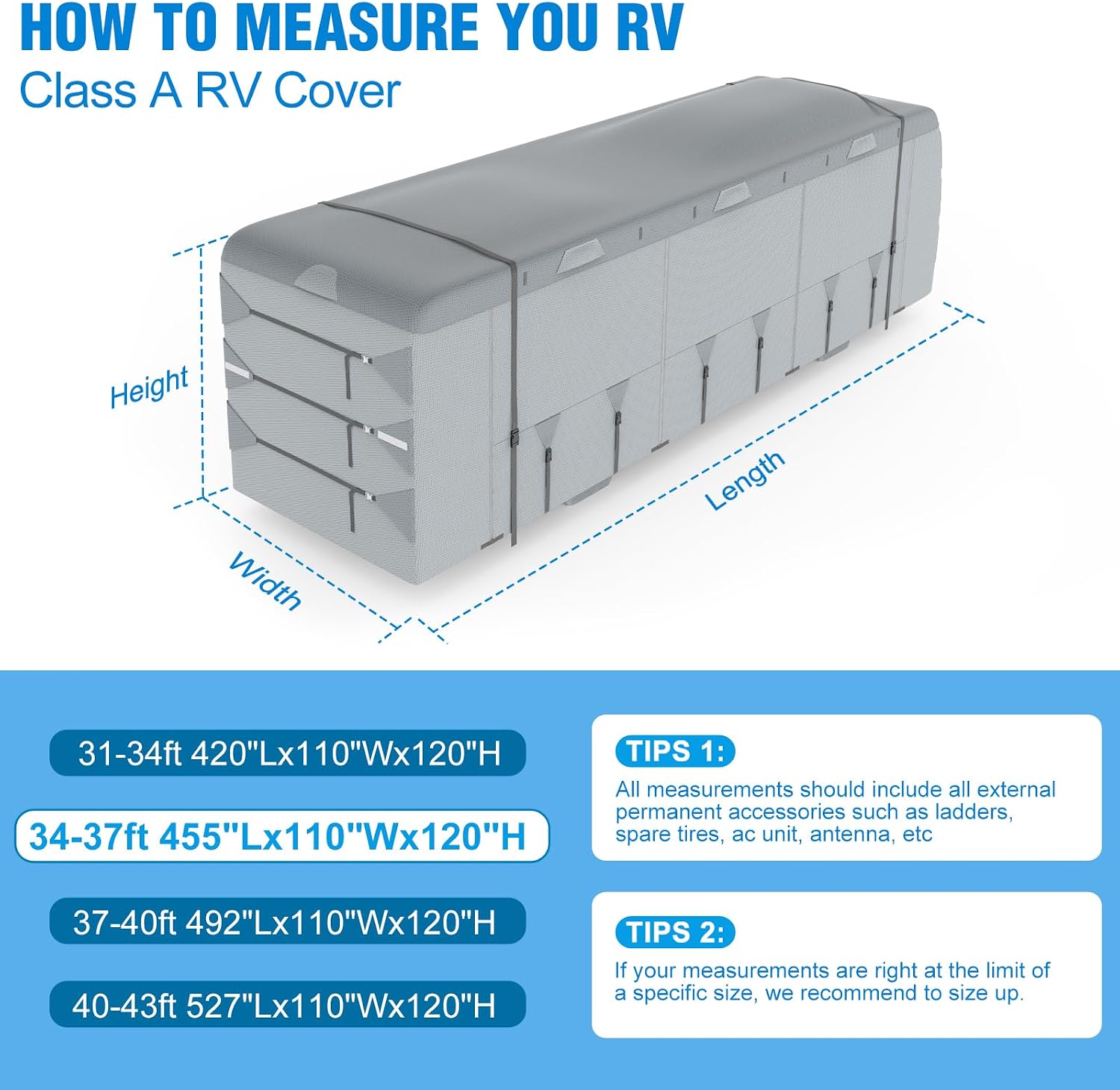 MOFEEZ Class A RV Cover 34-37ft, 9 Layers Top Waterproof Motorhome Cover - image 7