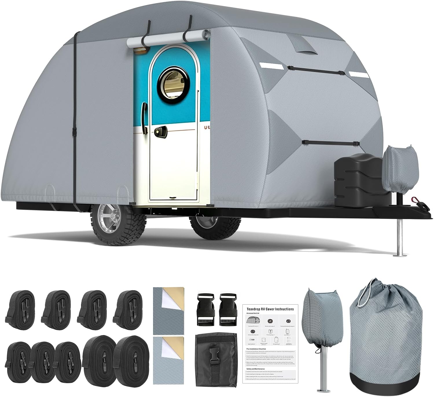 MOFEEZ Teardrop Camper Cover 12-15 ft