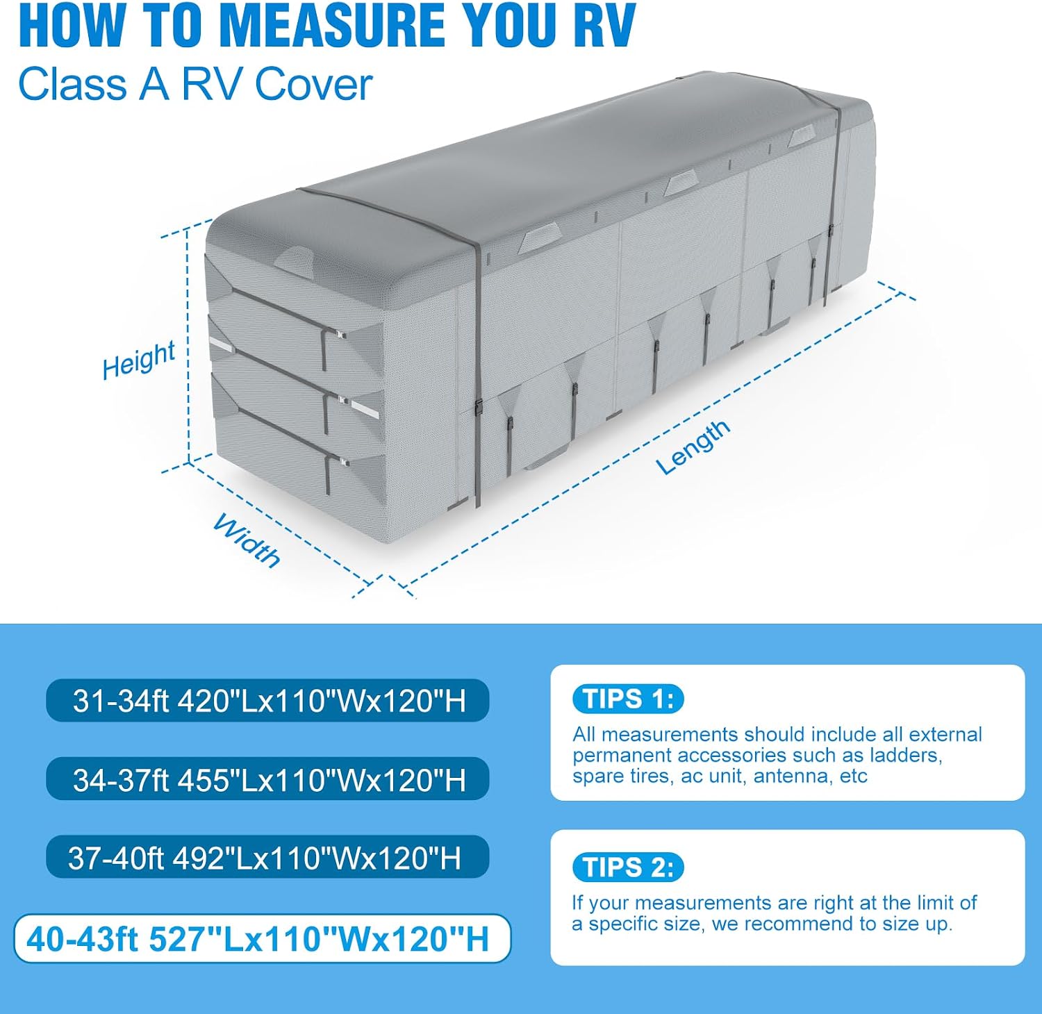 MOFEEZ Class A RV Cover 40-43ft, 9 Layers Top Waterproof Motorhome Cover - image 7