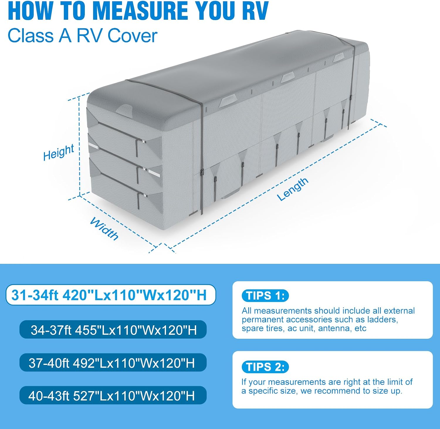 MOFEEZ Class A RV Cover 31-34ft, 9 Layers Top Waterproof Motorhome Cover - image 7