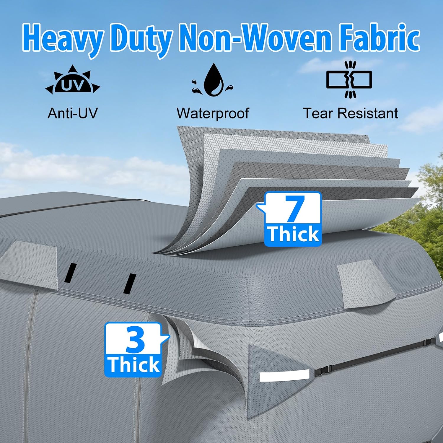 MOFEEZ Fiberglass Travel Trailer Cover, 9-Layer Waterproof 13-16ft RV Cover - image 2