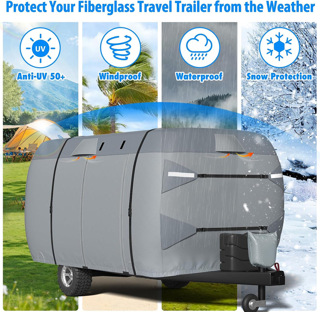 MOFEEZ Fiberglass Travel Trailer Cover, 9 Layers Waterproof 8-10ft RV Cover - image 3