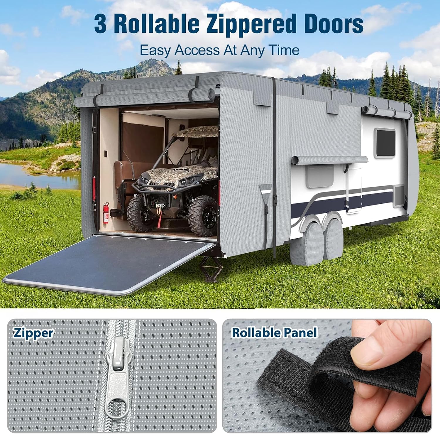 Mofeez RV Cover, 18-20ft Travel Trailer Cover, Heavy Duty 7 Layer Top Anti-UV Windproof Waterproof Camper Toy Hauler Cover with Tire Cover, Gutter Cover, Jack Cover - image 4