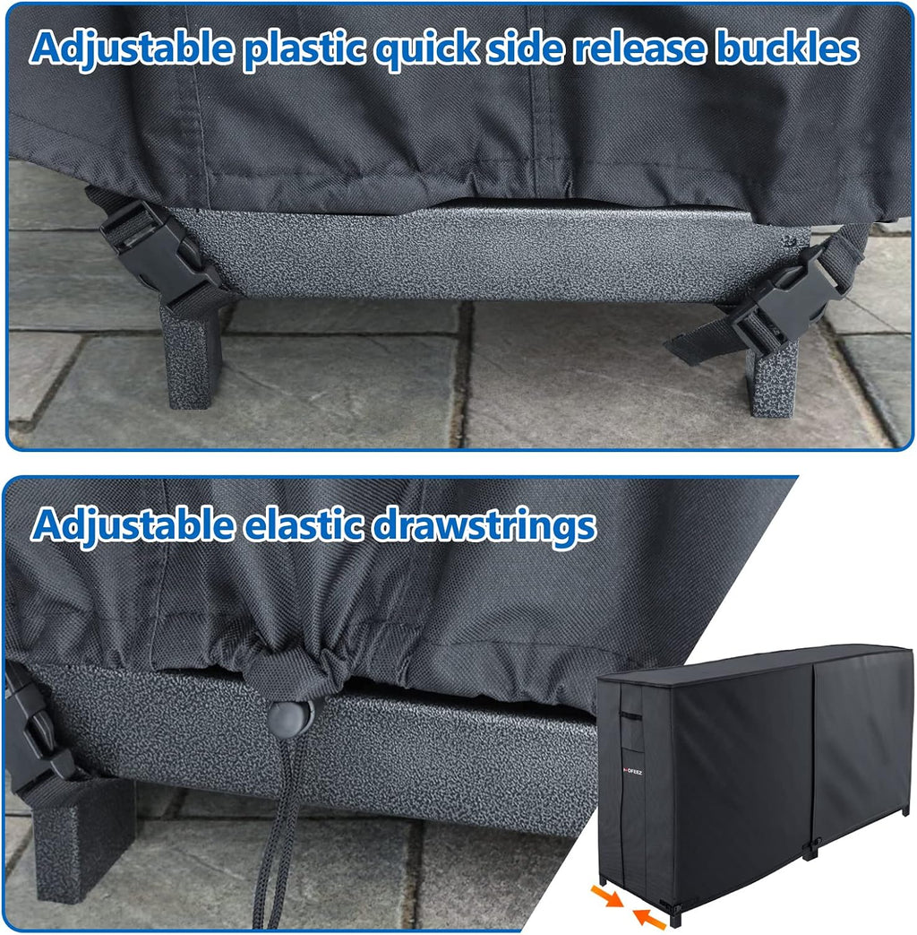MOFEEZ 8ft Firewood Log Rack Cover Outdoor, Waterproof Weather Resistant Solid 600D Oxford PVC Coating Fabric (Black, 96" L x 24" W x 42" H) - image 4