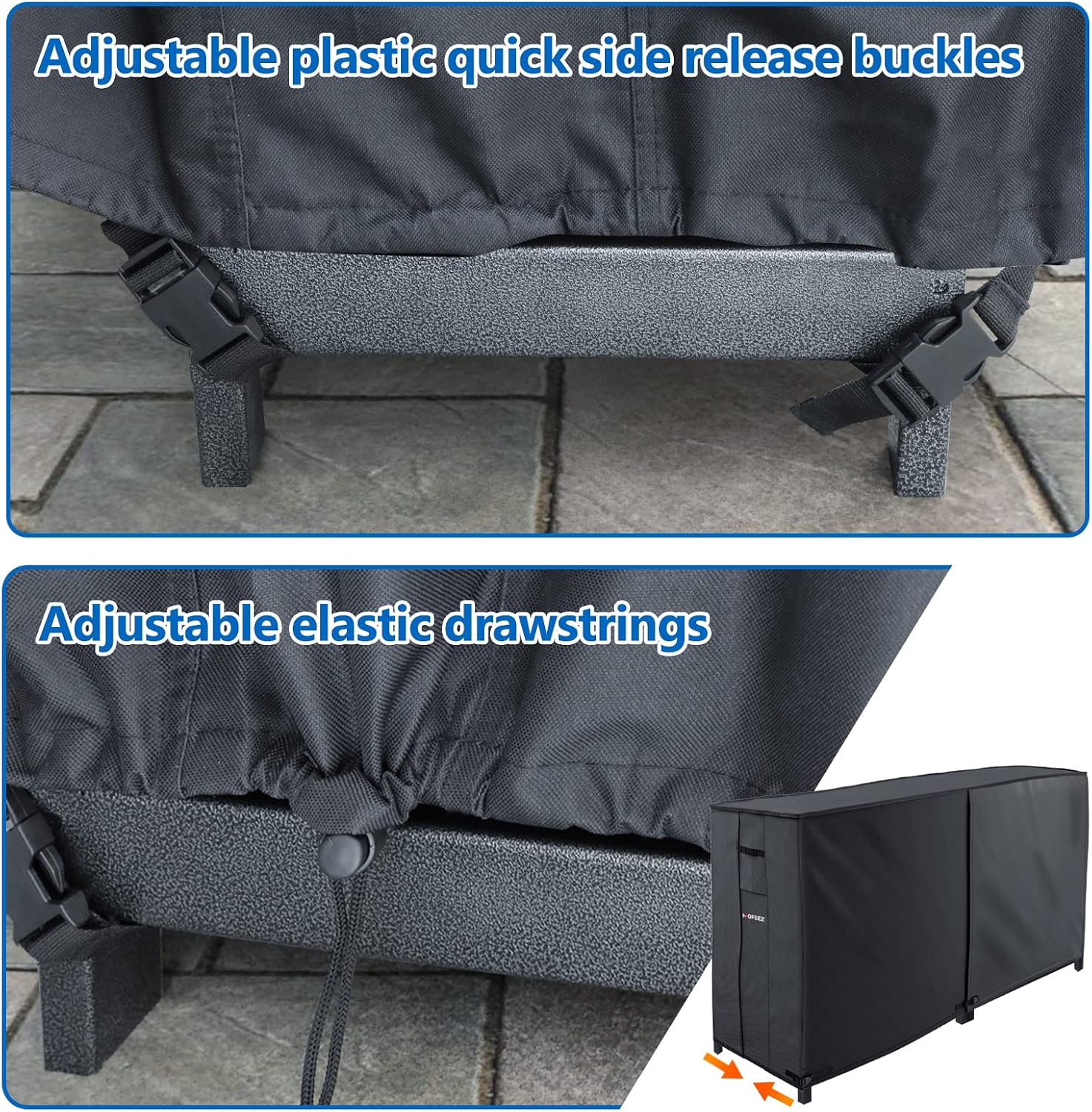 MOFEEZ 8ft Firewood Log Rack Cover Outdoor, Waterproof Weather Resistant Solid 600D Oxford PVC Coating Fabric (Black, 96" L x 24" W x 42" H) - image 4