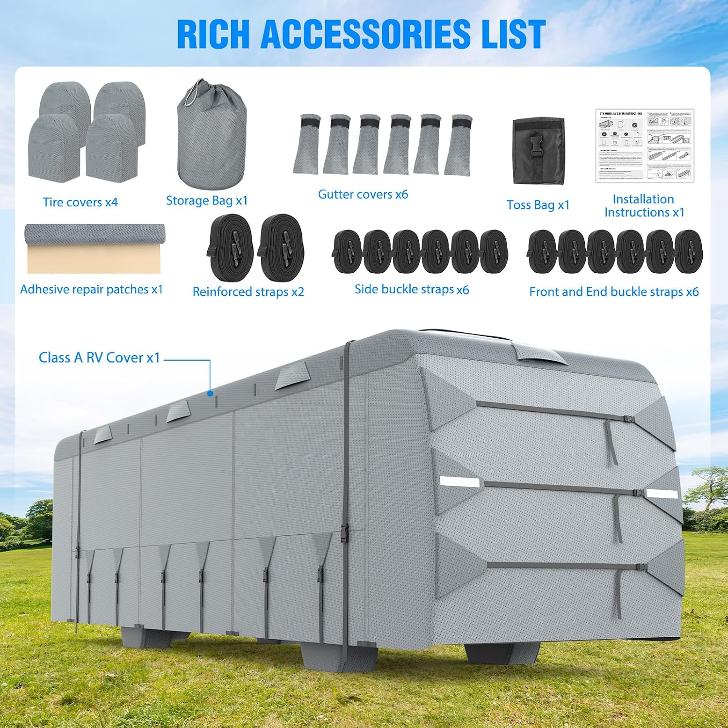 MOFEEZ Class A RV Cover 31-34ft, 9 Layers Top Waterproof Motorhome Cover - image 6