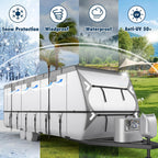 Mofeez Oxford Fabric Travel Trailer RV Cover, Camper Cover with 420D Oxford Travel Trailer Cover 27-30 ft Tearproof Waterproof Windproof with Tire Covers, Jack Cover and Propane Tank Cover - image 6