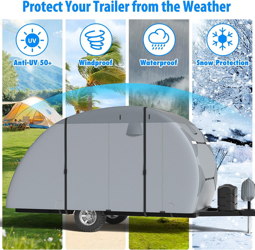 MOFEEZ Teardrop Camper Cover, 5-8ft RV Cover for Rpod with Jack Cover - image 4