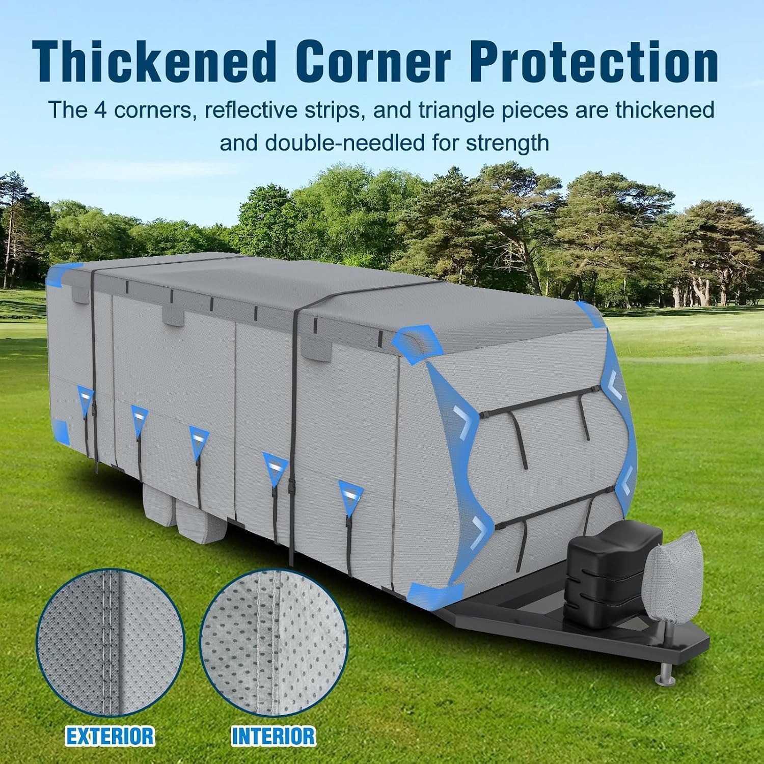 Mofeez RV Cover, 18-20ft Travel Trailer Cover, Heavy Duty 7 Layer Top Anti-UV Windproof Waterproof Camper Toy Hauler Cover with Tire Cover, Gutter Cover, Jack Cover - image 5