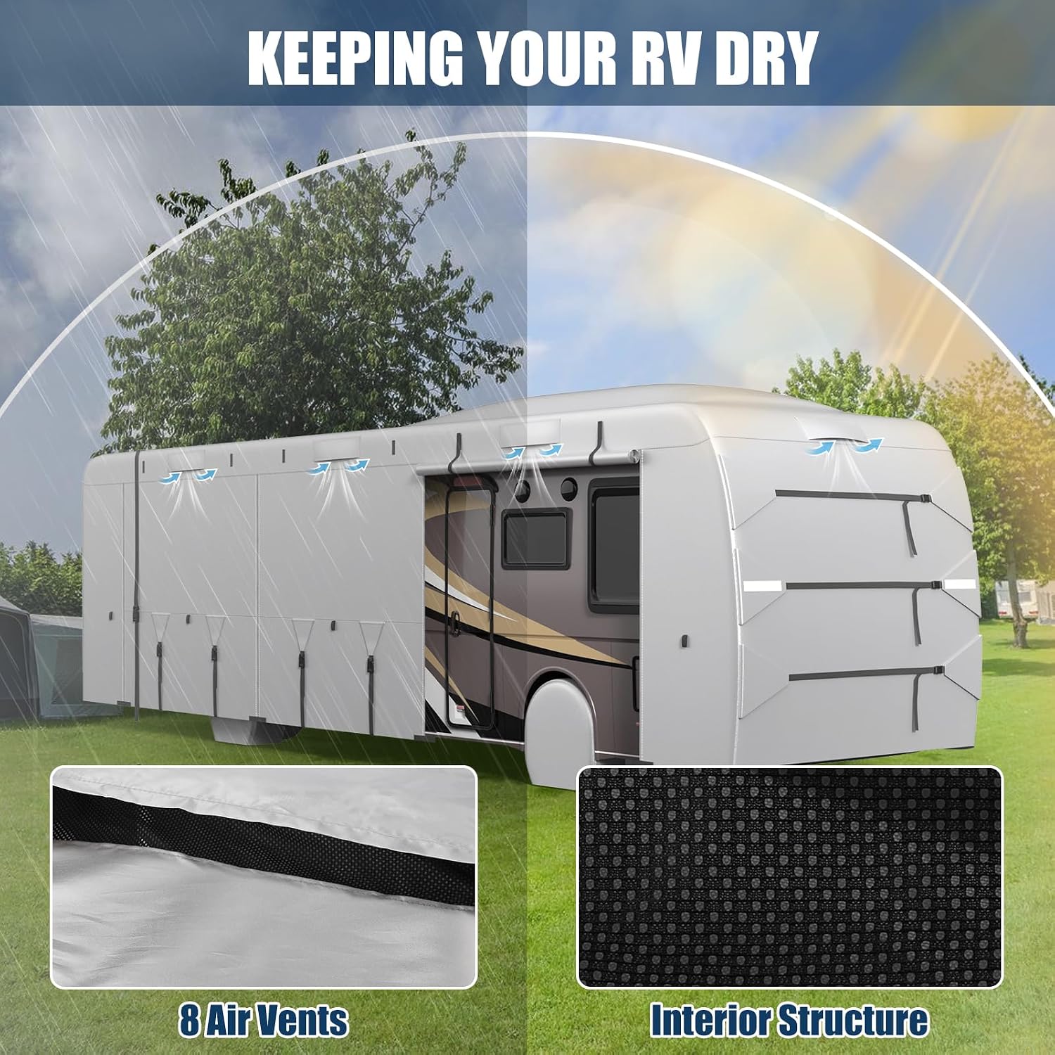 MOFEEZ Class A RV Cover 31-34ft, 420D Oxford Fabric Class A Motorhome Cover - image 3