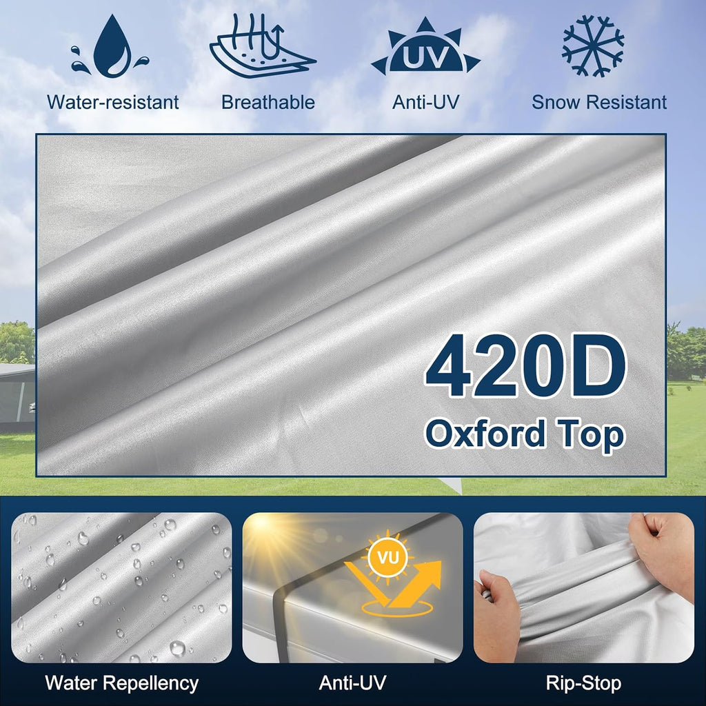 Mofeez Oxford Fabric Travel Trailer RV Cover, Camper Cover with 420D Oxford Travel Trailer Cover 27-30 ft Tearproof Waterproof Windproof with Tire Covers, Jack Cover and Propane Tank Cover - image 2