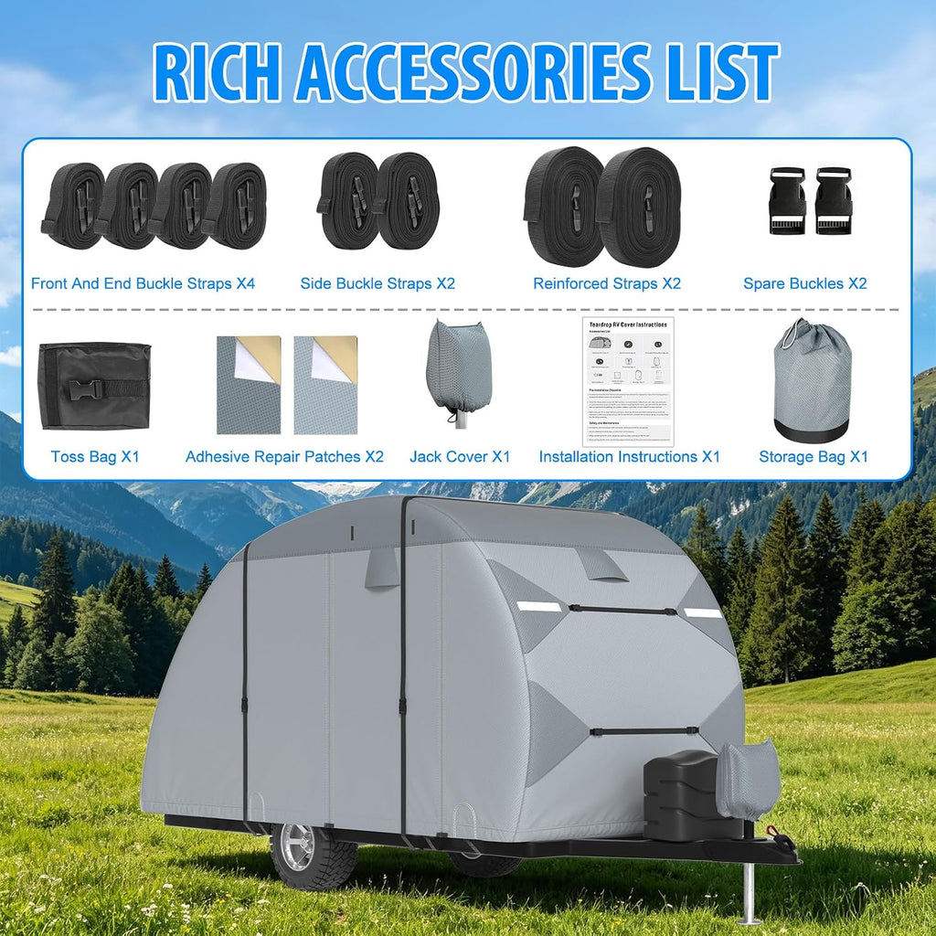 MOFEEZ Teardrop Camper Cover, 5-8ft RV Cover for Rpod with Jack Cover - image 7