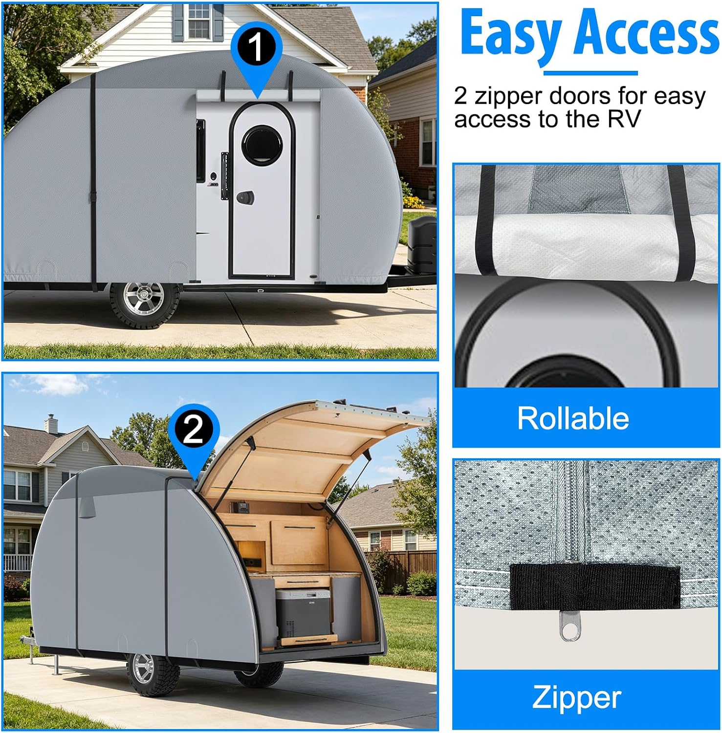 MOFEEZ Teardrop Camper Cover, 10-12ft RV Cover for Rpod with Jack Cover - image 5