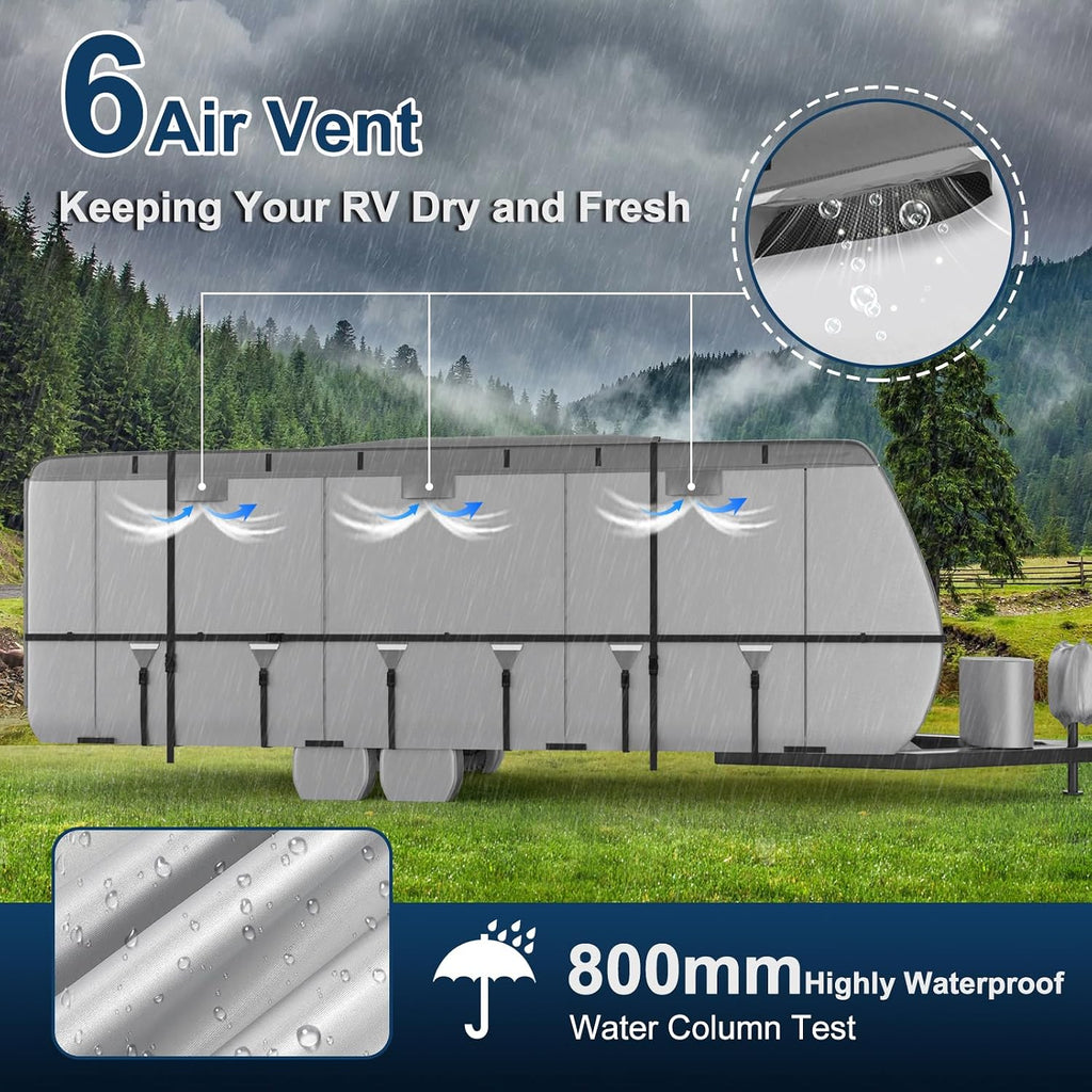 Mofeez Oxford Fabric Travel Trailer RV Cover, Camper Cover with 420D Oxford Travel Trailer Cover 27-30 ft Tearproof Waterproof Windproof with Tire Covers, Jack Cover and Propane Tank Cover - image 7