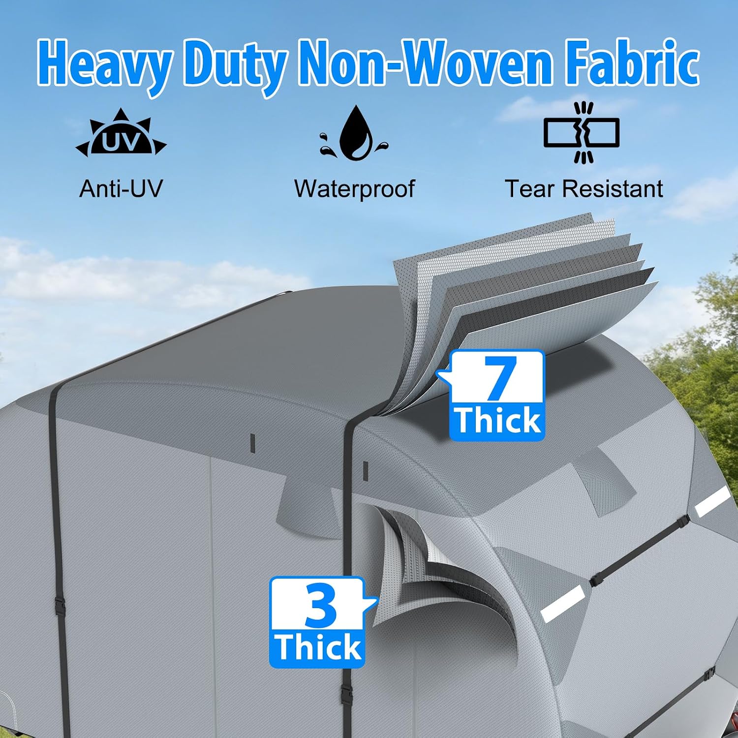 MOFEEZ Teardrop Camper Cover, 10-12ft RV Cover for Rpod with Jack Cover - image 2
