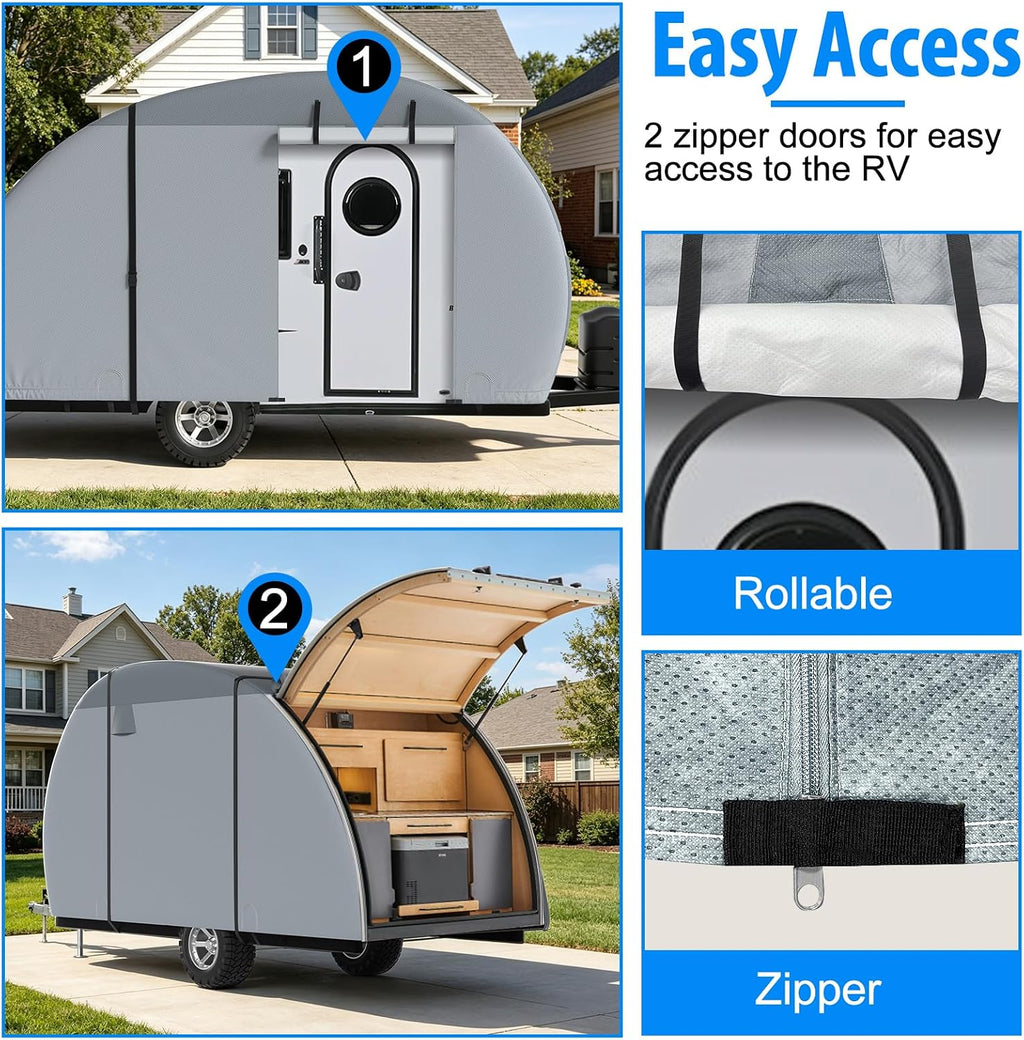 MOFEEZ Teardrop Camper Cover, 5-8ft RV Cover for Rpod with Jack Cover - image 5