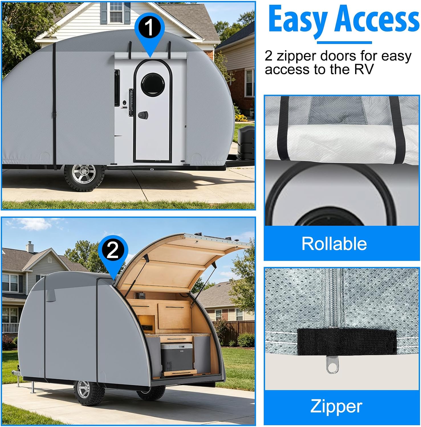 MOFEEZ Teardrop Camper Cover, 5-8ft RV Cover for Rpod with Jack Cover - image 5