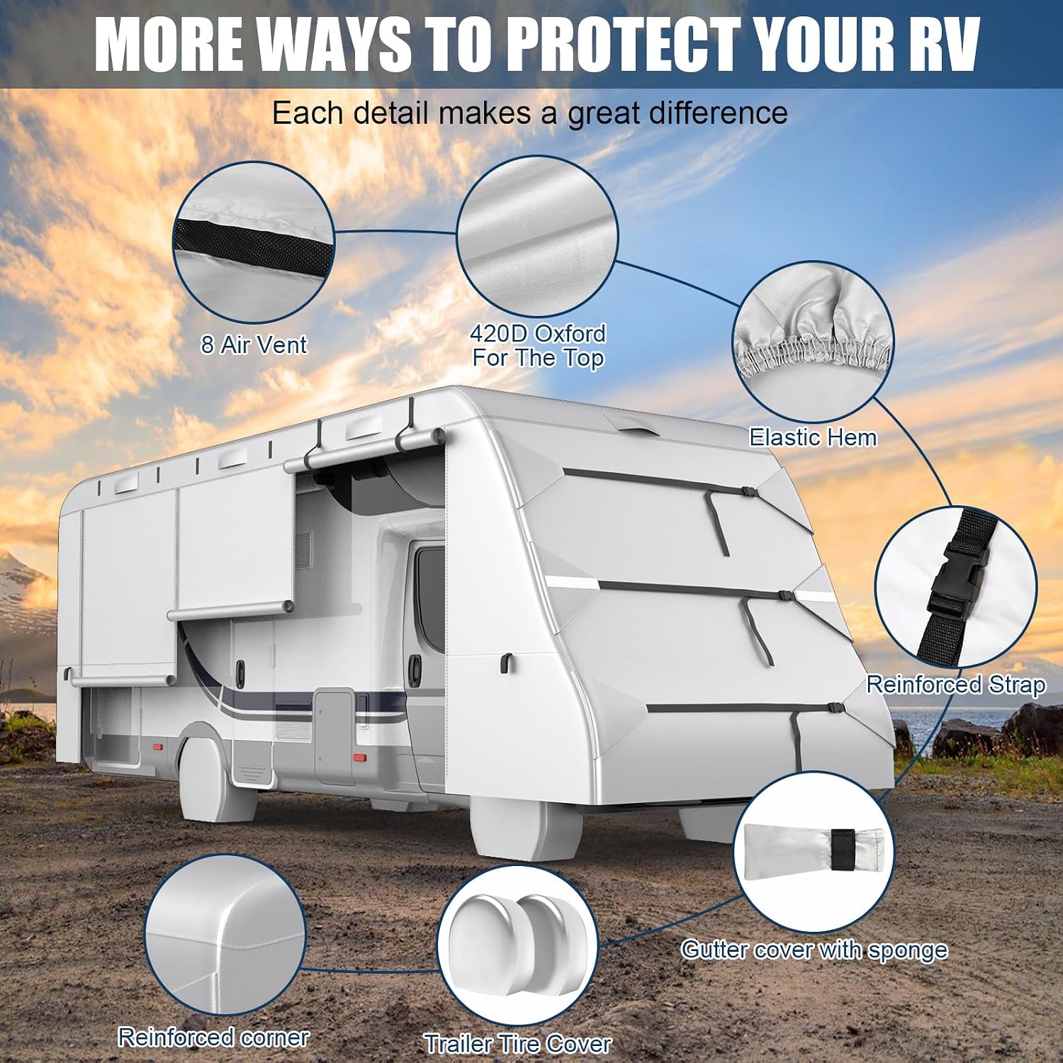 MOFEEZ Class C RV Cover 29-32ft, 420D Oxford Fabric Class C Motorhome Cover - image 5
