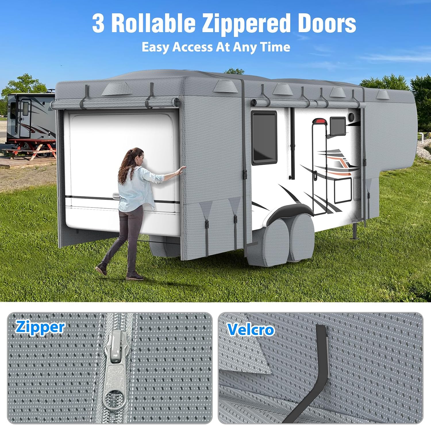 MOFEEZ 5th Wheel RV Cover 37-41ft, 9 Layers Top Fifth Wheel Camper Cover - image 4