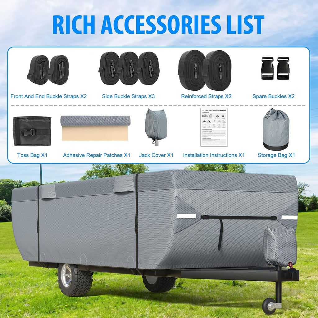 MOFEEZ Pop Up Folding Camper Cover, 9 Layers 8-10ft Tent Trailer Cover - image 6
