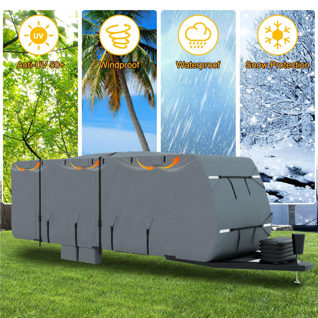 Mofeez Travel Trailer RV Cover 9 Layers for 33'-35' Camper Cover RV Covers