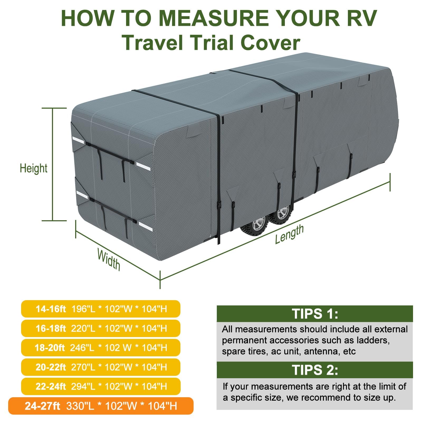 Mofeez Travel Trailer RV Cover 9 Layers for 20'-22' Camper Cover RV Covers