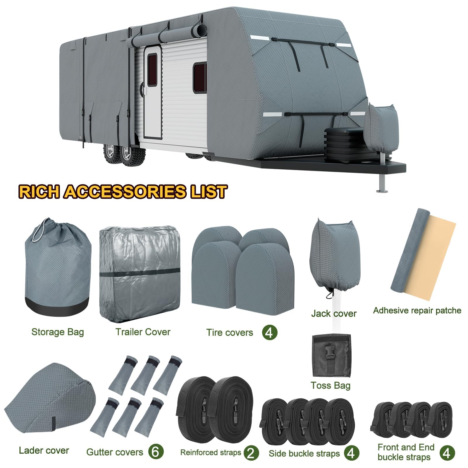 Mofeez Travel Trailer RV Cover 9 Layers for 20'-22' Camper Cover RV Covers